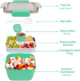 Bugucat...Lunch Box 1500ML, Bento...Box Salad Container with 3 Compartments and Sauce Box, Salad Bow