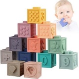 Sunarrive Soft Baby Building Blocks, Motor Skills Toy Stacking Cube Building Blocks Baby Toy