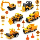 Sunarrive construction site vehicles with construction site sign - construction vehicles mini toy