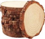 Kurtzy Unfinished Natural Wood Slices (10 Pack) - 4-4.5 inch Diameter and 0.4 inch Thick