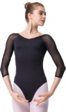 Bezioner Ballet Leotard Gymnastics Dance Wear for Girls Women Ladies XXL, Black