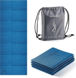 Avoalre Travel Yoga Mat Non Slip Foldable Portable Gym Mat Fitness Training Pilates, Blue