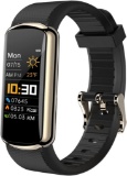 EBUYFIRE Fitness Bracelet Pedometer, Fitness Tracker with Heart Rate Monitor (Black Gold)
