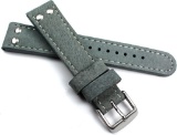 Sulla 22 mm Men's Leather Watch Strap Pilot Water Buffalo with Rivets Grey WB