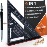LA MAISON SAB DIY Carpenter's Try Square, Multifunctional, 180 mm [Pencil + Instructions