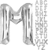 M2XCEC 16 '' Letter balloon of individual large silver, aluminum foil alphabet balloon