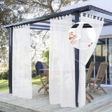 PONY DANCE Outdoor Curtain White Transparent 2 Pieces H 243 x W 137cm Outdoor Curtains