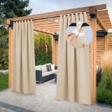 PONY DANCE Outdoor Curtain, Weatherproof Set of 2, H 213 x W 132 cm, Outdoor Curtains