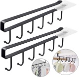 Cutefly Pack Of 2 Cup Holders, Cup Hangers, Cabinet Insert, Cup Holder With 6 Hooks
