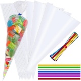 Tonyg-p Pack of 100 Cone Bags, 16 x 30 cm, Transparent Corrugated Bags, Candy Bags, Cone Bag