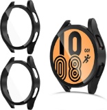 HWeggo Samsung Galaxy Watch 4 44mm Screen Protector Case (Black+Black)