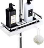 LUPATDY Adjustable Shower Shelf, No Drilling Shower Shelf for 18-25 mm Shower Rail, White