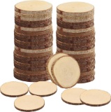 Kurtzy Natural Round Wooden Discs for Crafts (Pack of 50) - 3-5 cm Diameter - Round