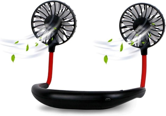 DERICAM Mini Fan, Wireless Sports Fan, Sweatproof USB Fan, Neck Fan, 360 Degree Rotation