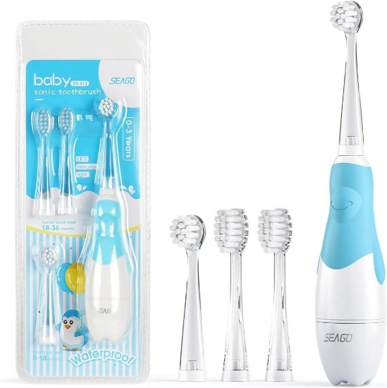 SEAGO Electric Baby Toothbrush 1-4 Years, 3 Pack