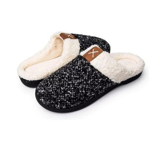 Men's Women's Memory Foam Slippers Comfort Wool Like Plush Fleece Lined House Shoes 42/43