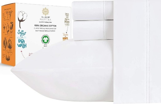 100% Organic Cotton Bed Sheet Set - Crisp