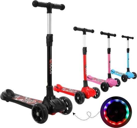 CUCOS Children's Scooter with 3 LED Light Wheels
