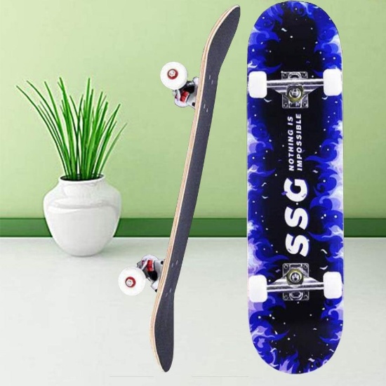 CLYCTIP Canadian Maple Skateboard, 80x20cm (Blue)