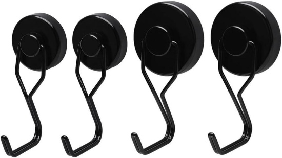 Xanad Magnetic Hooks Extra Strong Pack of 4 Black