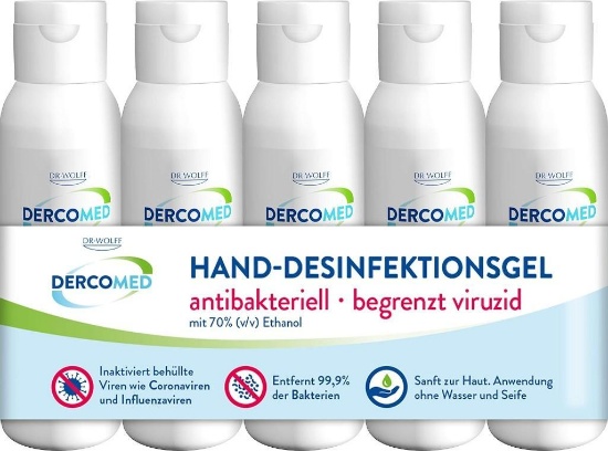 DERCOMED Hand Disinfectant Gel - 5 x 45 ml -