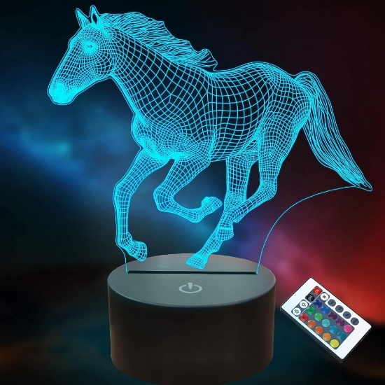 Lightzz 3D Horse Lamp for Children, 16 Colors