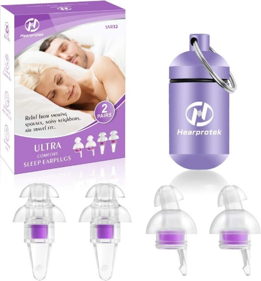 Hearprotek Ear Plugs for Sleeping, 2 Pairs