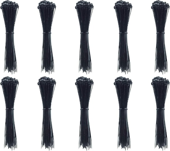 Gemony 500 Pcs Black Nylon Cable Tie 200mm ZD-034