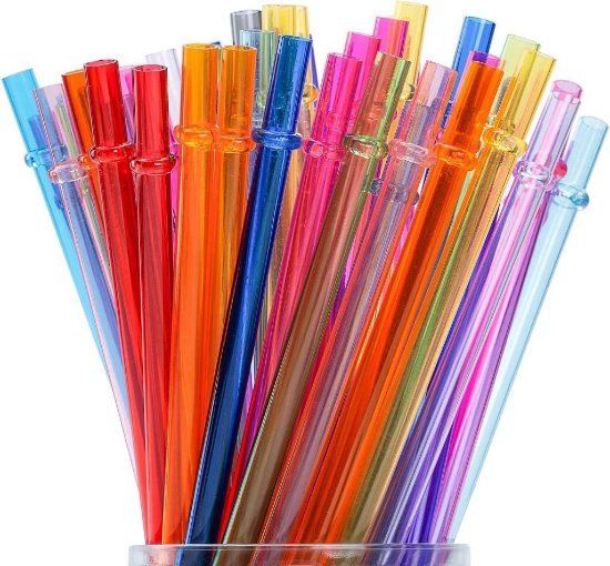 Pack of 50 Reusable Straws with Cleaning Brush