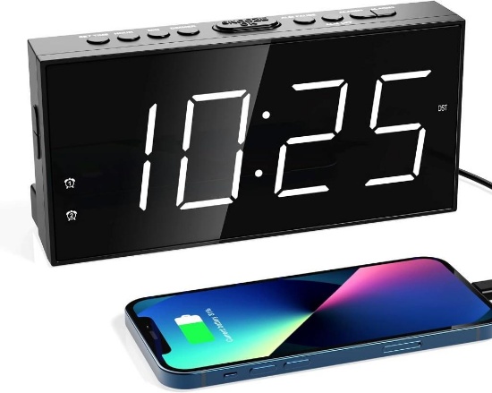 Mesqool LED Digital Alarm Clock Loud, White LED