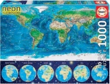 Educa 16760 - World Map - 1000 pcs - Neon Puzzle