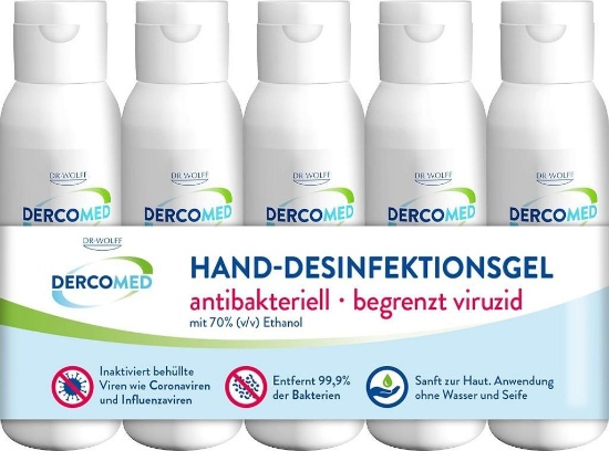 DERCOMED Hand Disinfectant Gel - 5 x 45 ml