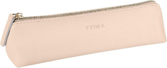 Fyore, Small, Luxury Leather Pencil Case, Beige