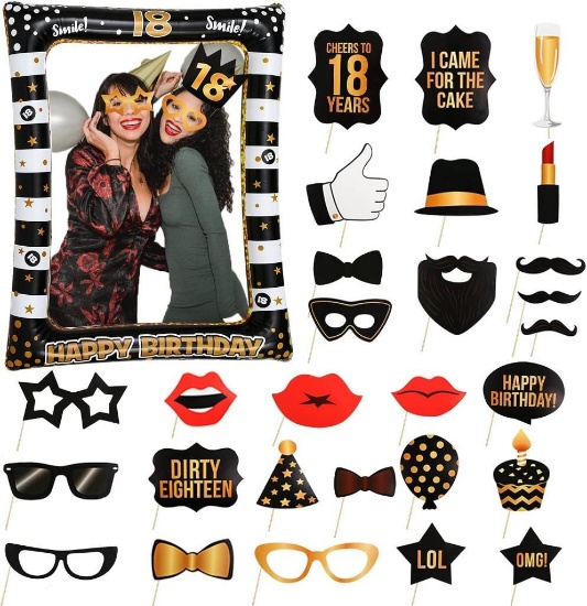 18th Birthday Decoration, Pack of 35 Photo Props