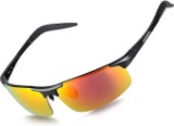 JOHNPEPPA Men's Sports Glasses Polarised (Red)