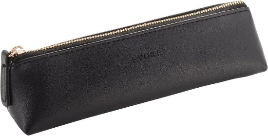 Fyore, Small, Luxury Leather Pencil Case, Black