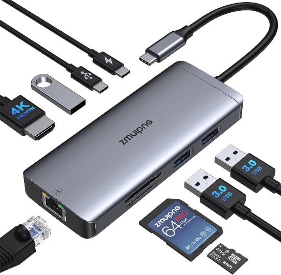 ZMUIPNG 9 IN 1 USB C Hub Multiport Adapter (0501)