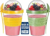 Crystalia Yoghurt Cup to Go with Lid, Set 2
