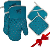 Cat Oven Gloves, Pot Holders, Set of 4