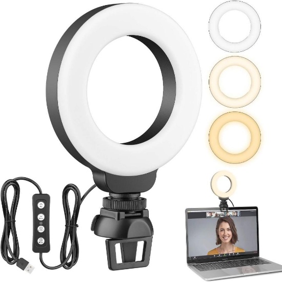 Video Conference Lighting Set, 4 Inch Ring Light