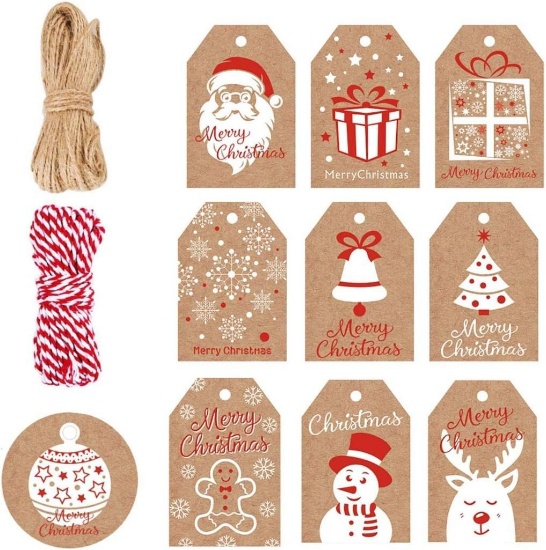 100 Pack Brown Kraft Paper Christmas Gift Tags