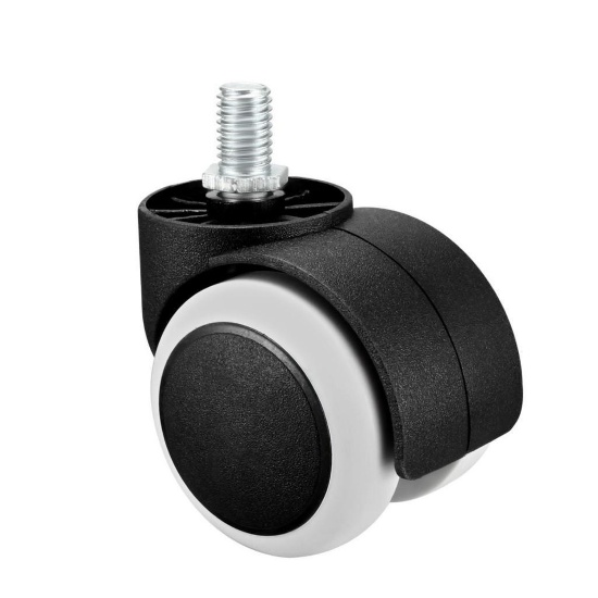 Sourcing map 4-Piece Office Chair Wheels 2 Inch PU Twin Wheel M10 x 14 mm Threaded Handle White