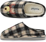 KuaiLu Womens Cozy Memory Foam Slippers, Ladies Plaid House Slippers, Size 5 US