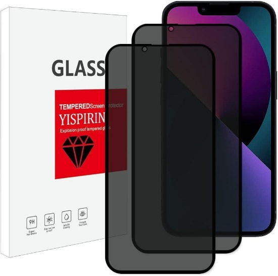 YISPIRIN Privacy Screen Protector for iPhone 13 Pro Max/iPhone 14 Plus, (Pack of 2)