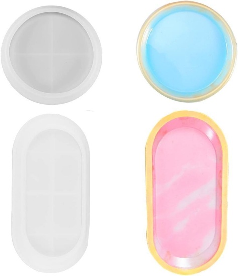 Sinzau Silicone Mould Casting Moulds, 2 Pieces, DIY Resin Coaster Moulds for Making Coasters