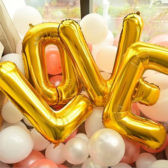 M2xcec 16 Inch Letter Balloon Single Large Gold, Aluminium Foil Alphabet Balloon for Party