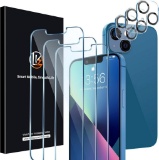 LK [3+3 screen protector compatible with iPhone 13 Pro 6.1 inch, 3 temperate glass pack