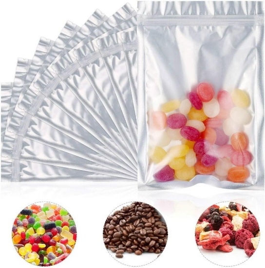 Funxim Pack of 100 Resealable Odour-Proof Silver