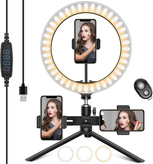HAPAW Selfie Ring Light Tripod with 3 Mobile
