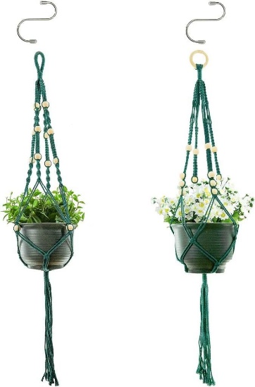 RIFNY Set of 2 Macrame Hanging Baskets Boho